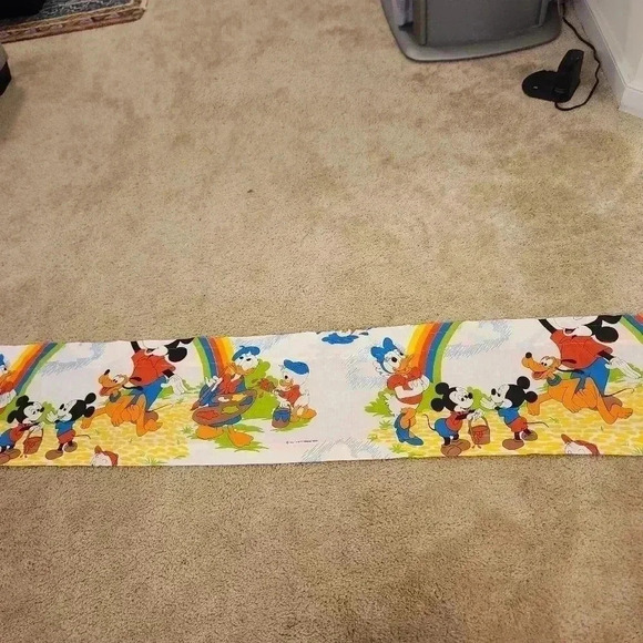 Vintage Disney Set Of 4 Curtains Rainbow Clouds Donald Duck Mickey Mouse #P290 - Picture 2 of 6